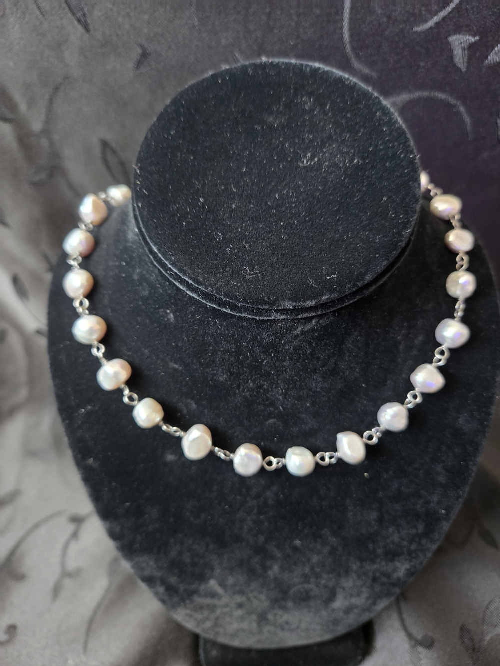 Silpada Sterling Silver Grey Freshwater Pearls Necklace N1800 18"